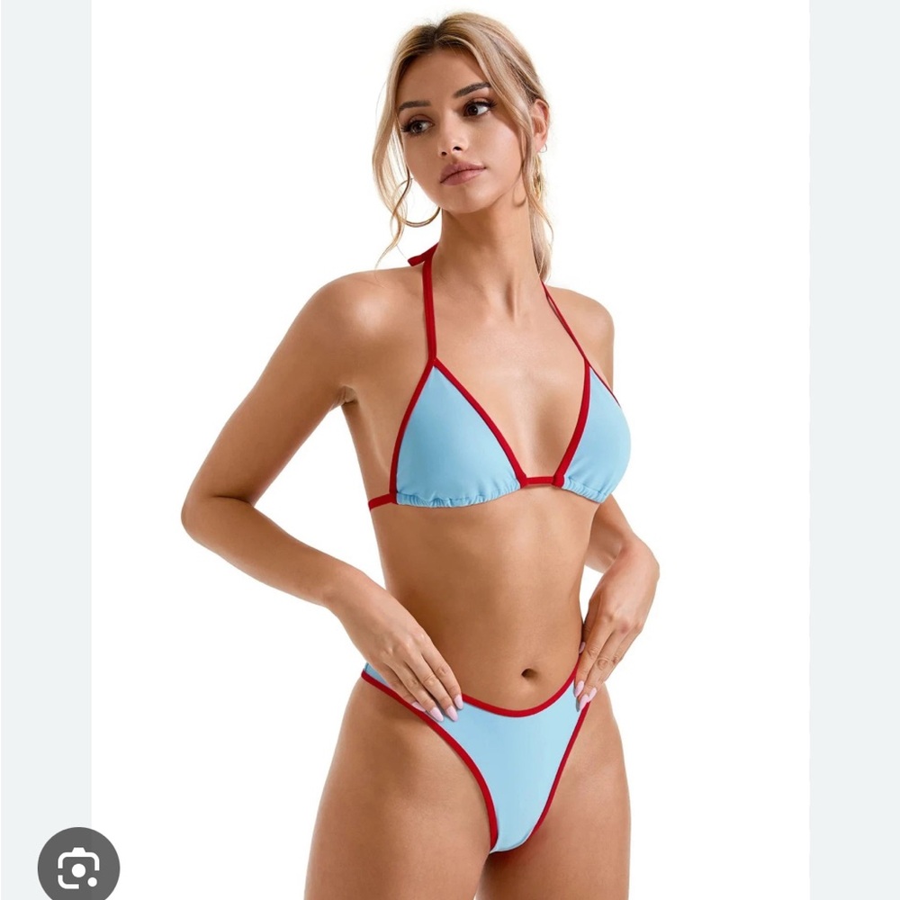 Stylish Red and Blue Bikini Set
